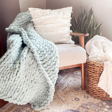 Load image into Gallery viewer, chenille chunky knit blanket handmade in us
