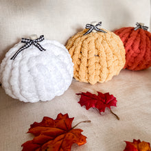 Load image into Gallery viewer, Handmade Vintage/Farmhouse Style Pumpkins - with ribbon
